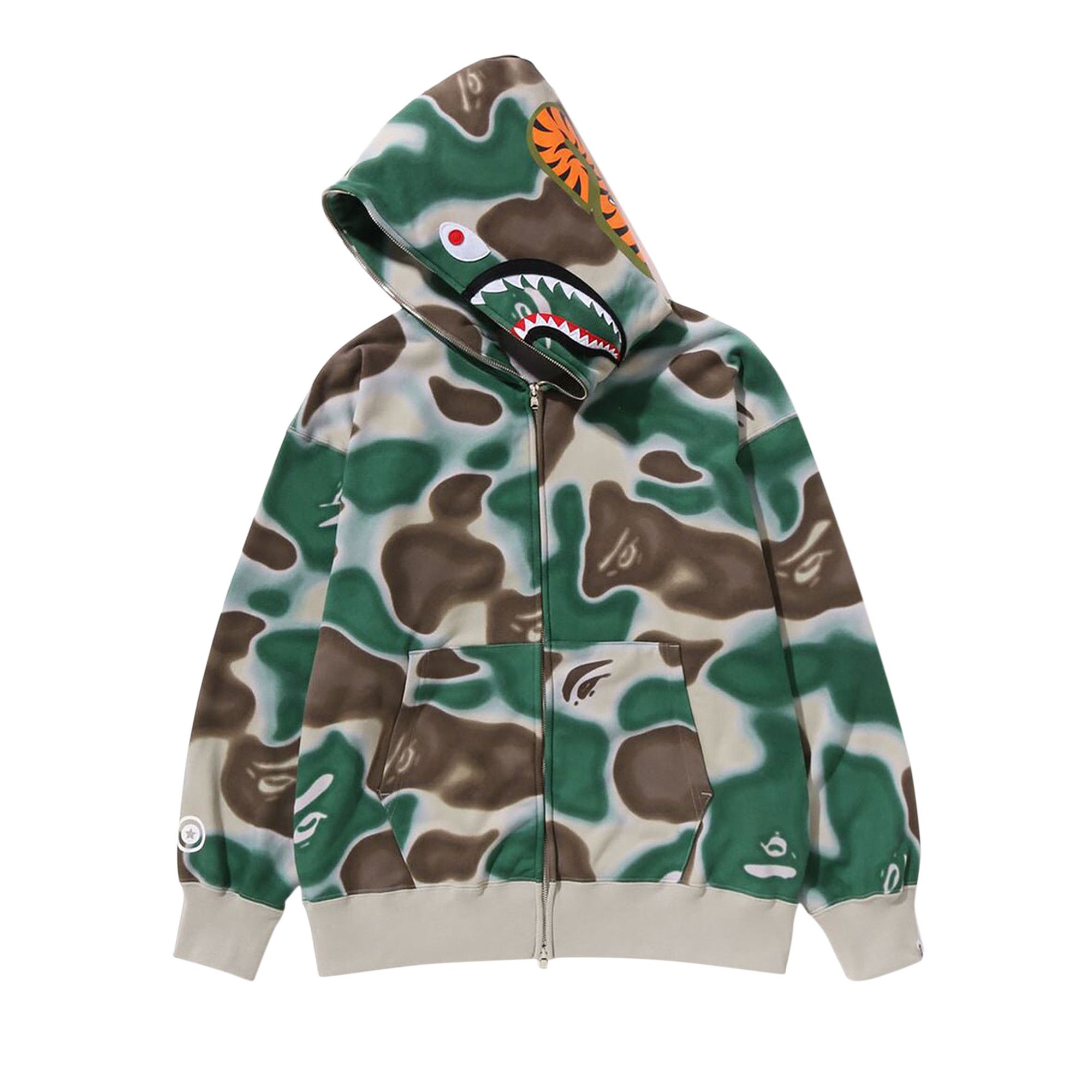 Buy BAPE Liquid Camo Shark Relaxed Fit Full Zip Hoodie Green 1K30 115 007 GREEN GOAT AU