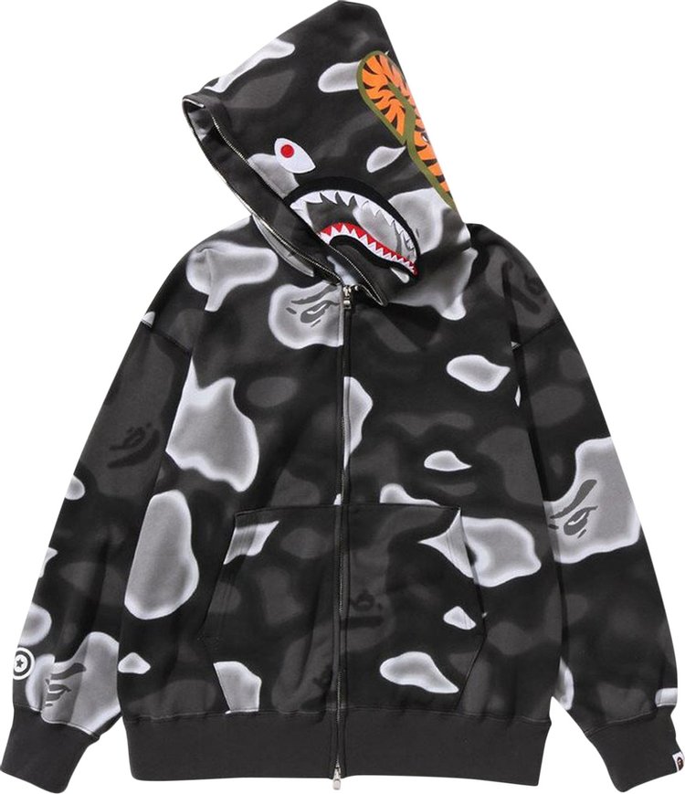 BAPE Liquid Camo Shark Relaxed Fit Full Zip Hoodie Black