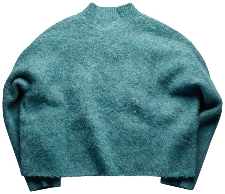 Martine Rose Festival Floral Boxy V Neck Jumper Petrol