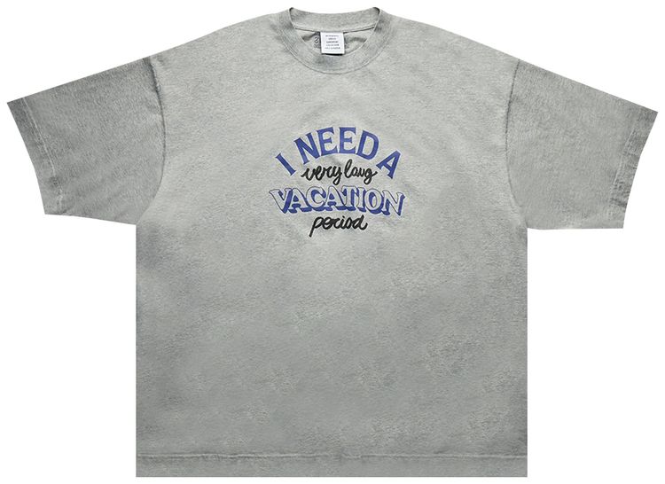 Vetements I Need A Vacation T Shirt Grey Melange