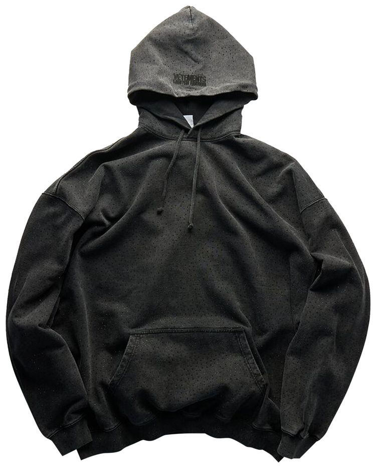 Vetements Allover Rhinestone Hoodie Black