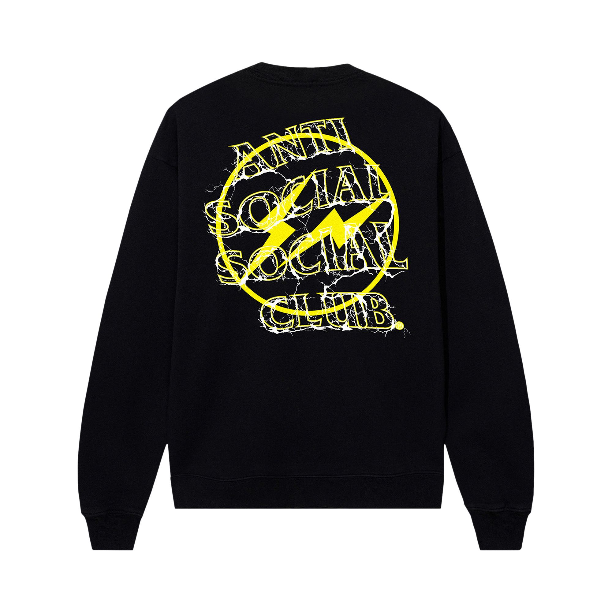 Buy Anti Social Social Club x Fragment Design Bolt Crewneck Black Yellow ASSC2FGMTCN03 GOAT UK