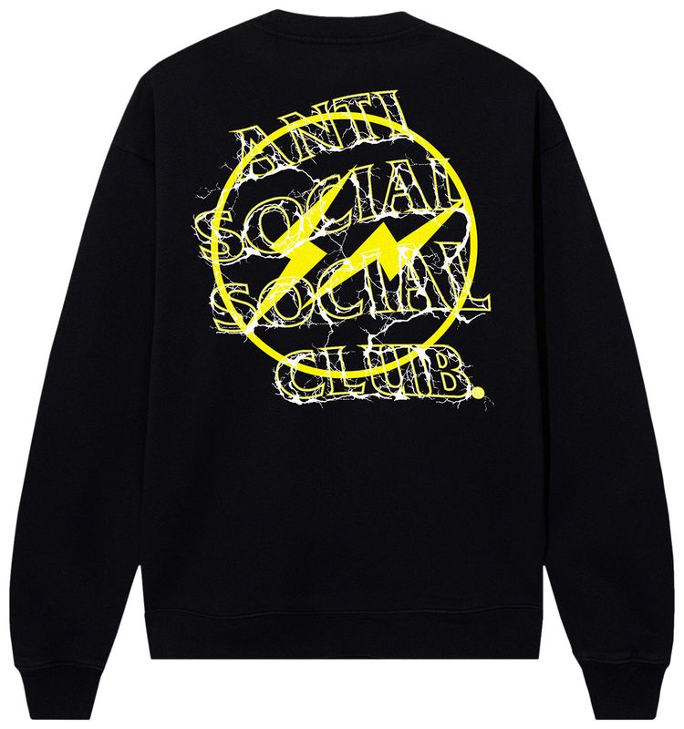 Anti Social Social Club x Fragment Design Bolt Crewneck BlackYellow