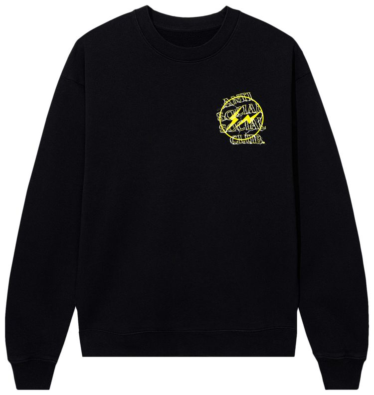 Anti Social Social Club x Fragment Design Bolt Crewneck BlackYellow