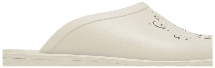 Gucci Slip On Sandal Cut Out Monogram   Mystic White