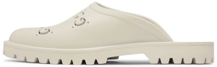 Gucci Slip On Sandal Cut Out Monogram   Mystic White