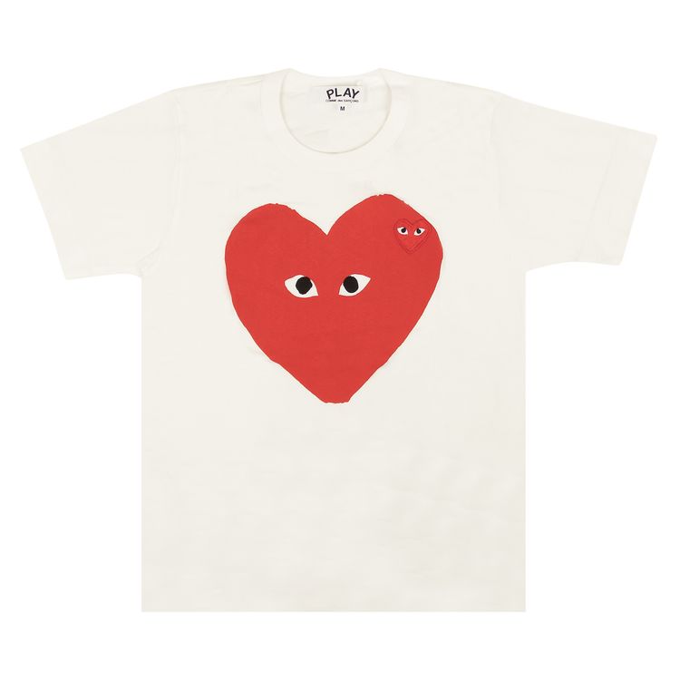 Comme des Garcons PLAY Red Emblem Small Eyes T Shirt White