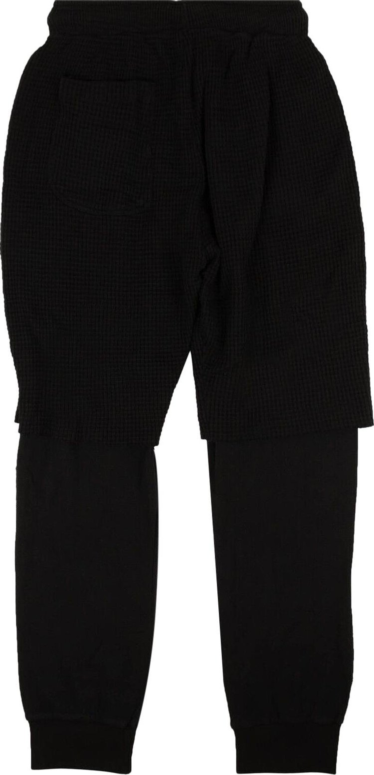 424 Waffle Knit Double Layer Sweatpants Black