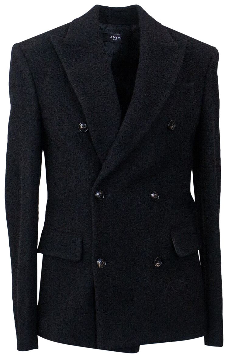 Amiri Boiled Wool Double Breasted Jacket Black
