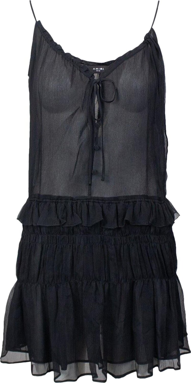 Amiri Crinkle Chiffon Slip Dress 'Black'