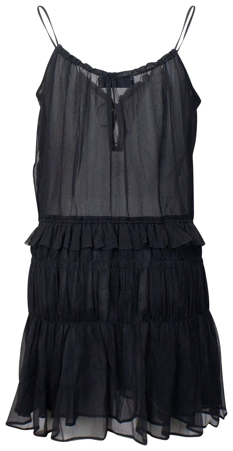 Amiri Crinkle Chiffon Slip Dress Black