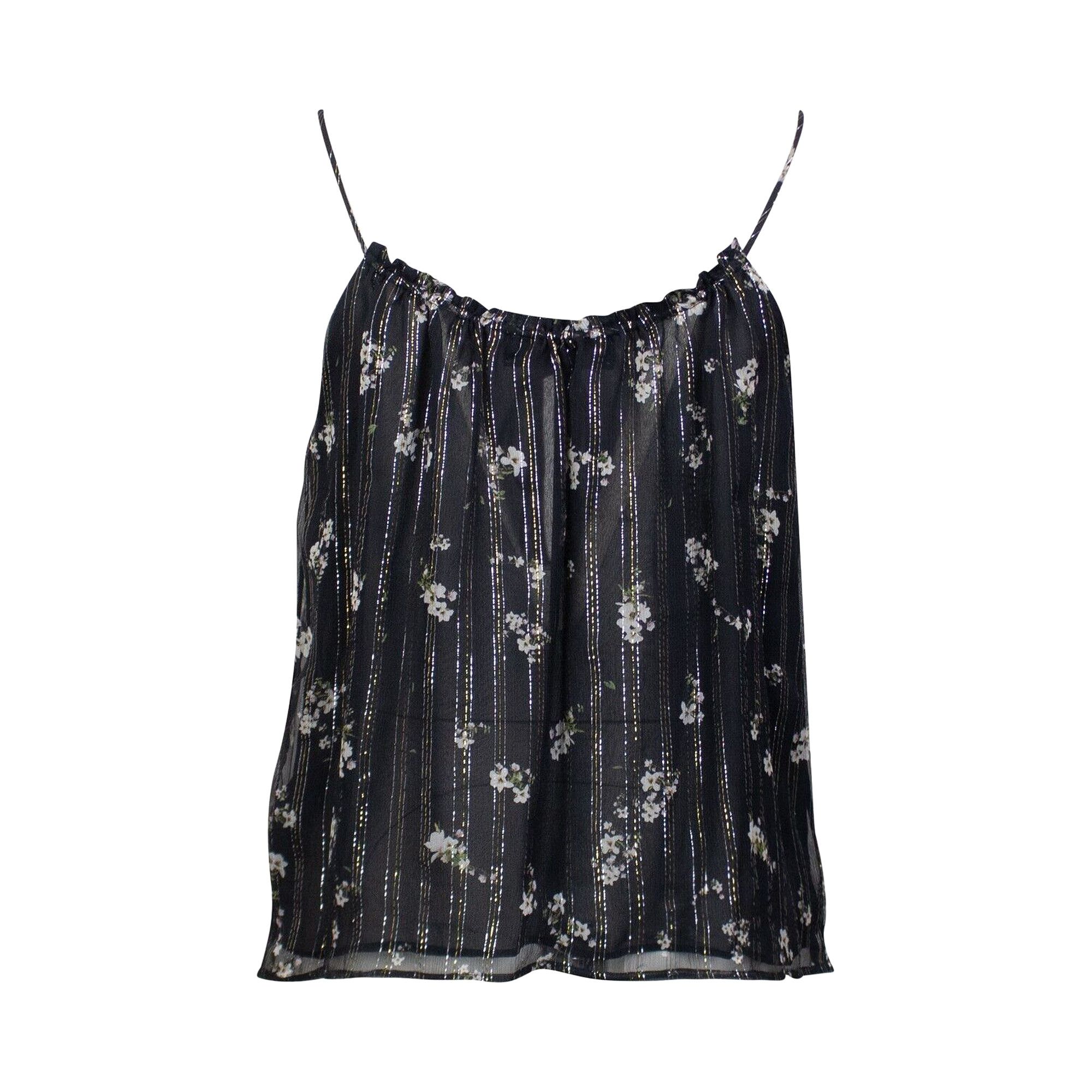 Buy Amiri Floral Print Chiffon Tank Top 'Black' - Y0W10296CH