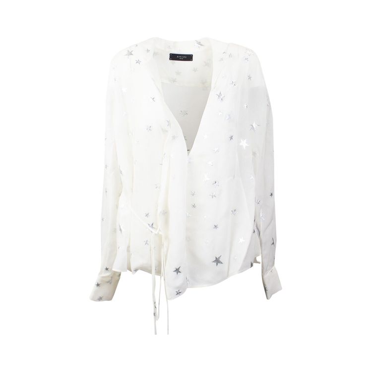 Amiri Stars Fil Coupe Wrap Shirt White