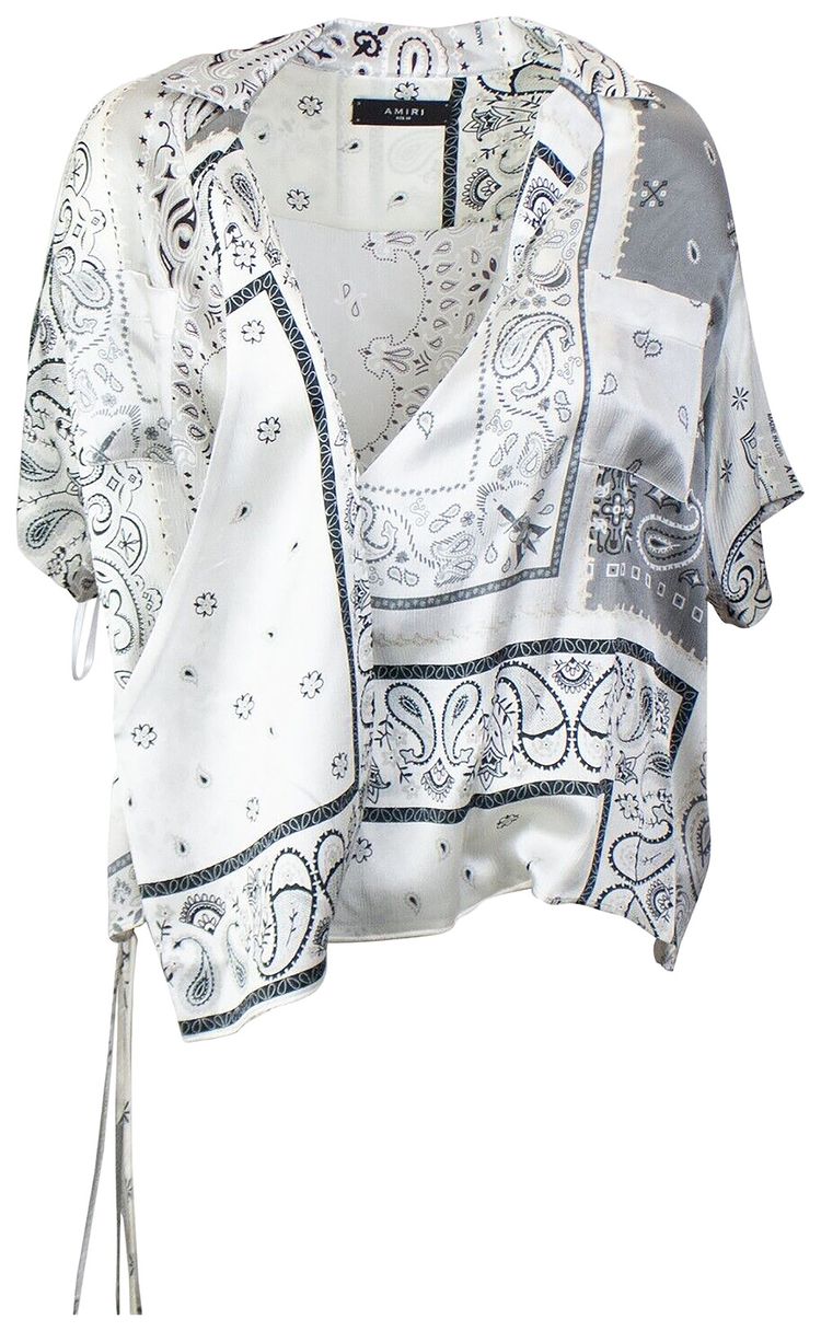 Amiri Bandana Reconstruct Wrap Shirt Grey