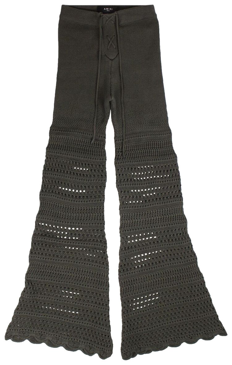 Amiri Checkered Crochet Flare Pants Green