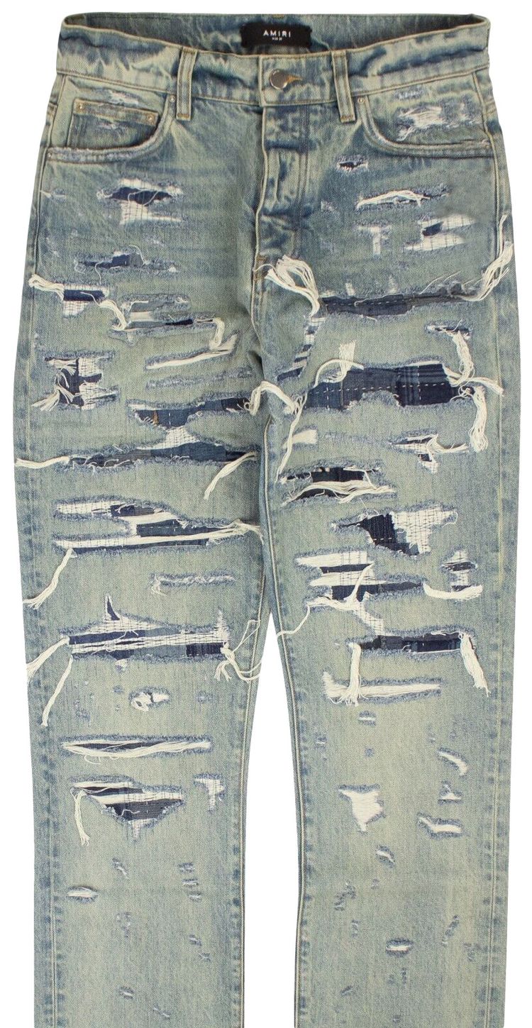 Amiri Relaxed Boro Repair Jeans Blue