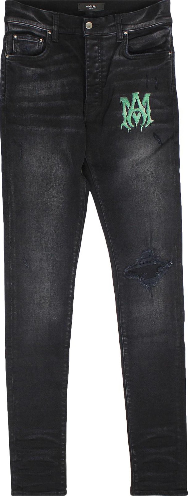 Amiri Watercolor Logo Jean Aged Black