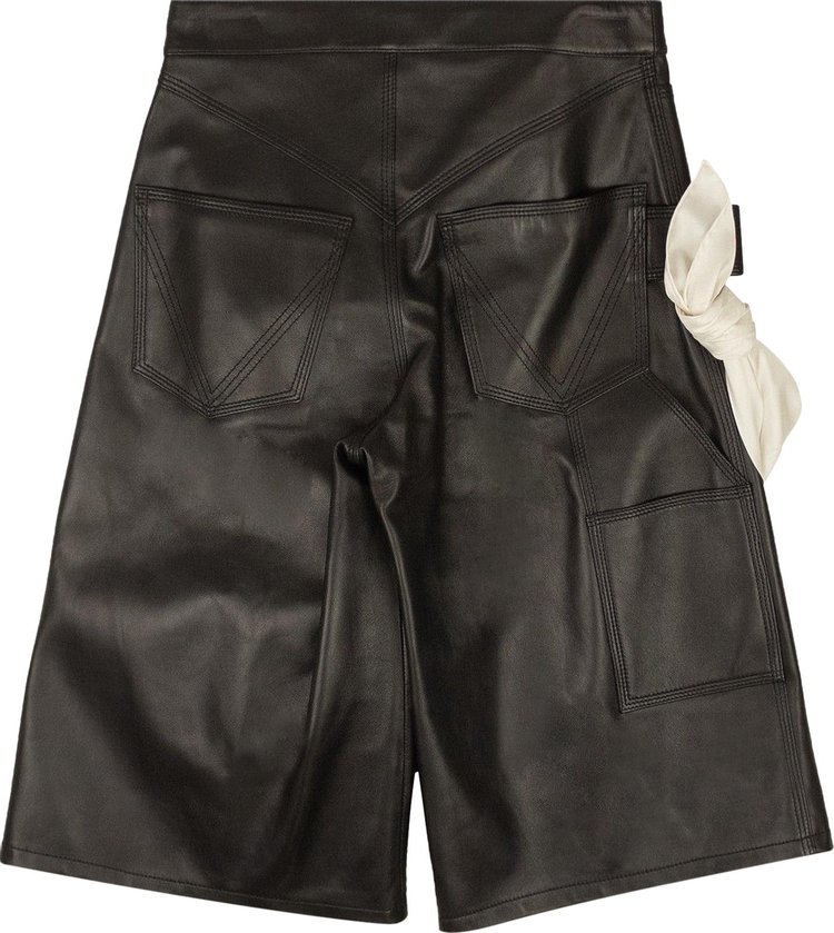 Bottega Veneta Leather Bandana Shorts Black