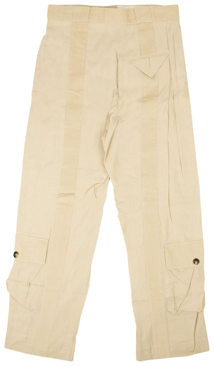 Bottega Veneta Corduroy Accent Panel Pants Straw