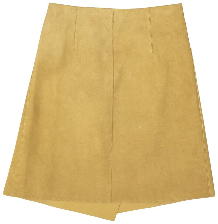 Bottega Veneta Suede Wrap Skirt Khaki