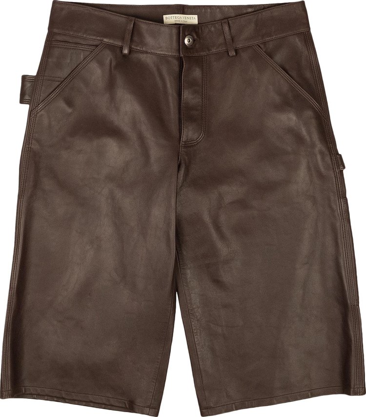 Bottega Veneta Wide Leather Shorts Ox Blood