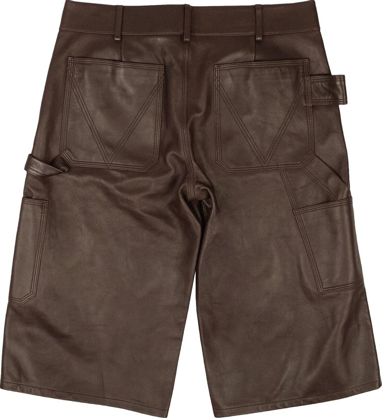 Bottega Veneta Wide Leather Shorts Ox Blood