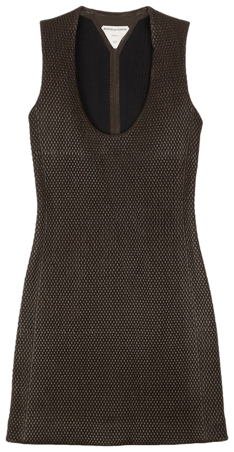 Bottega Veneta Quilted Leather Sleeveless Dress Brown