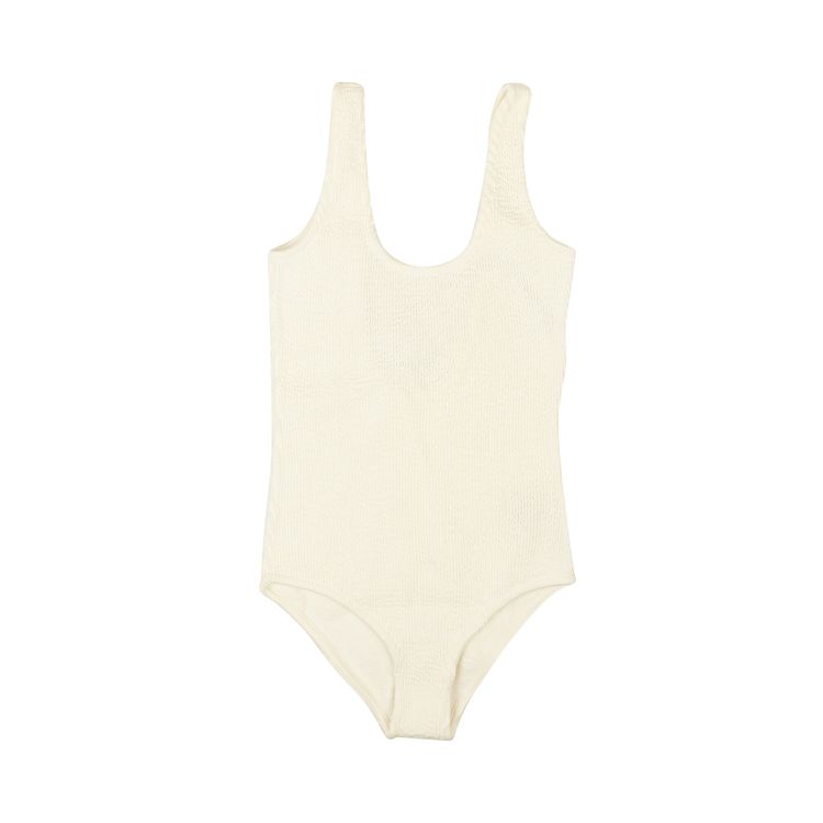 Bottega Veneta Crinkle One Piece Swimsuit White