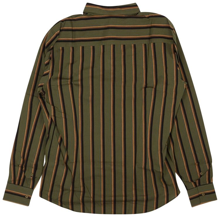 Bottega Veneta Striped Button Down Blouse Olive