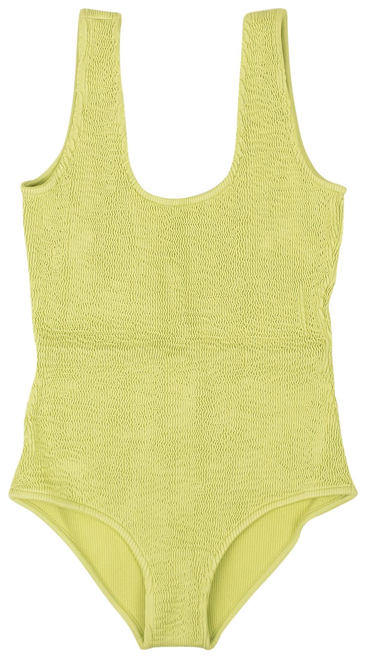 Bottega Veneta Crinkle One Piece Swimsuit Sea Grass