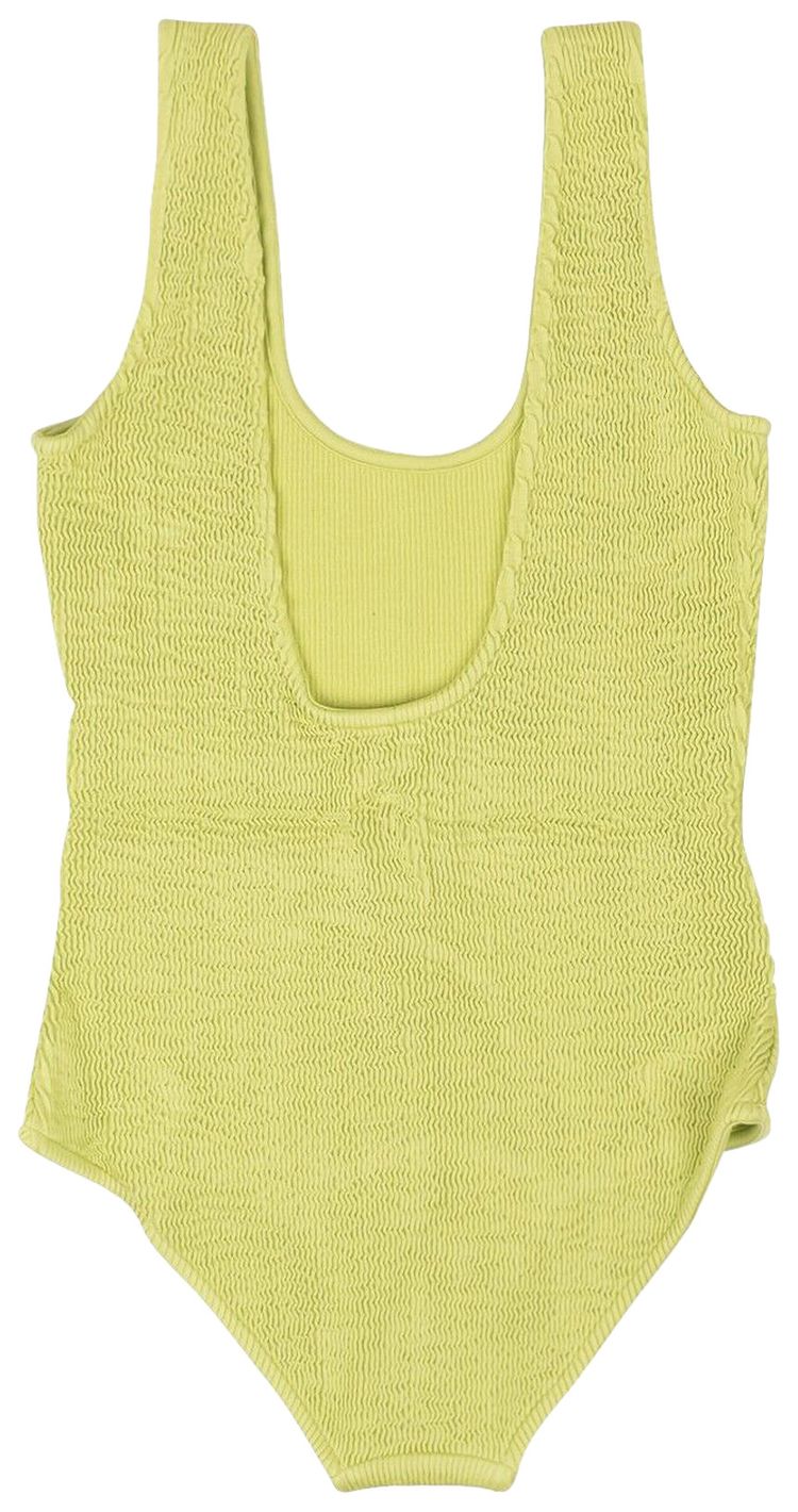 Bottega Veneta Crinkle One Piece Swimsuit Sea Grass