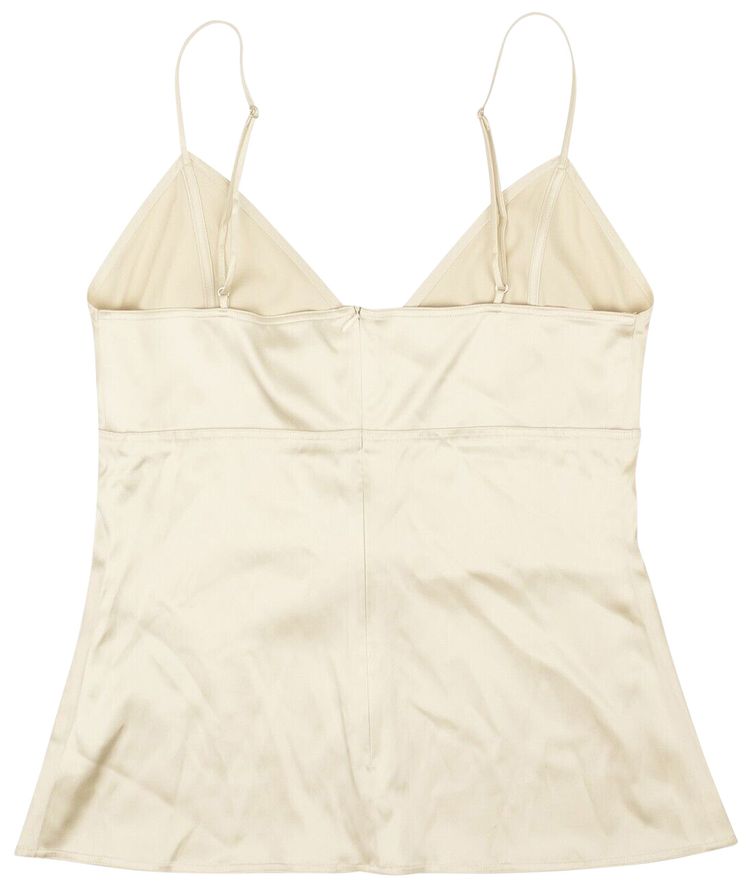 Bottega Veneta Satin Spaghetti Strap Tank Top Chalk