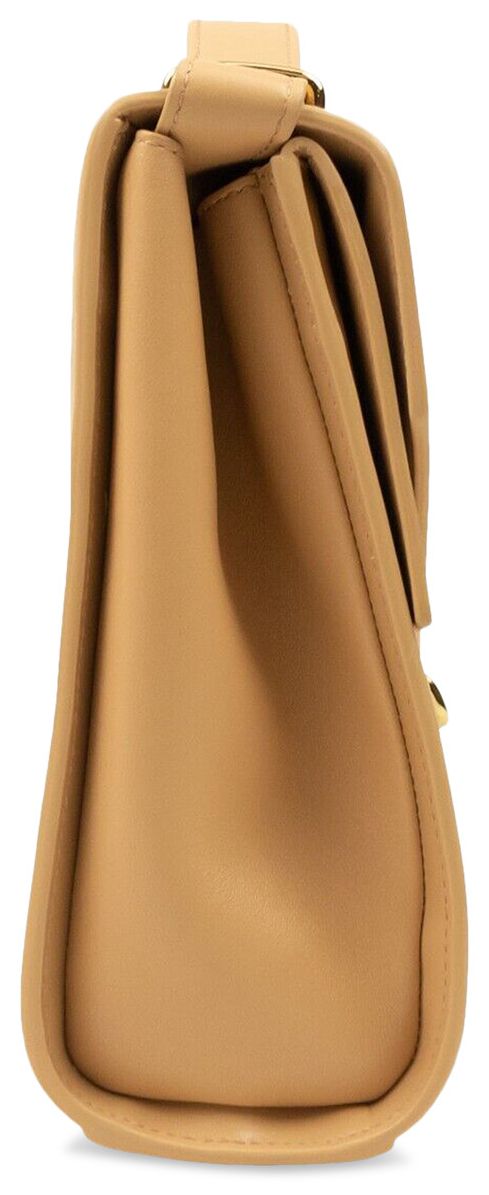 Bottega Veneta Almond Leather Clip Shoulder Bag Tan