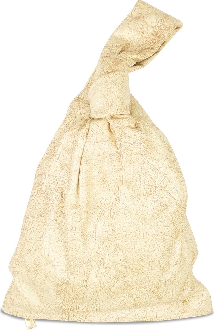 Bottega Veneta Leather Twist Knot Handle Clutch Bag 'Eggnog'