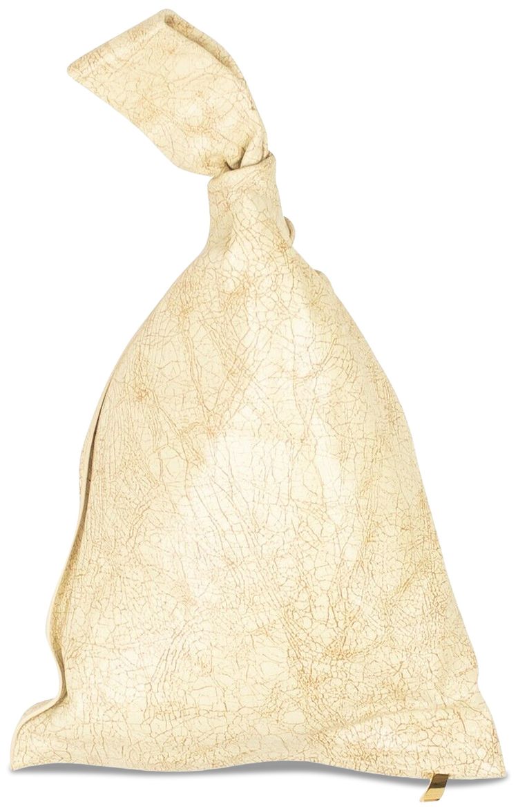 Bottega Veneta Leather Twist Knot Handle Clutch Bag Eggnog