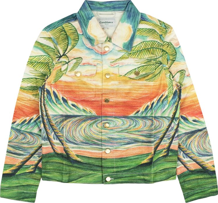 Casablanca Multicolor Printed Denim Jacket 'Huakai'