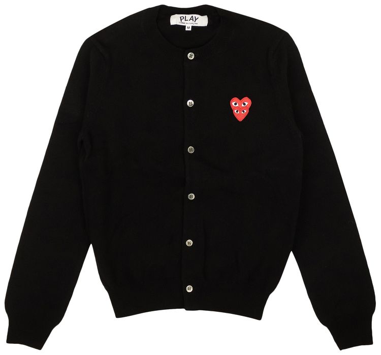 Comme des Garcons PLAY Knit Logo Heart Cardigan Black