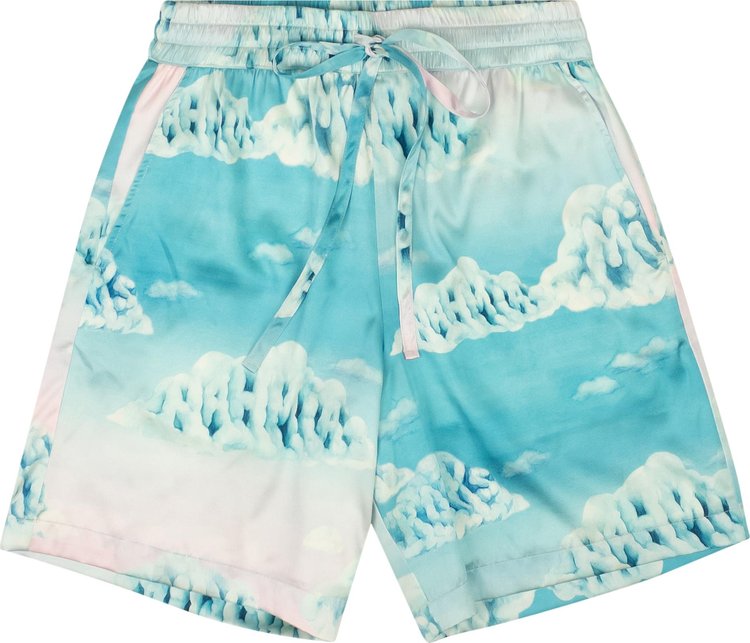 Nahmias Silk Cloud Design Shorts Light Blue