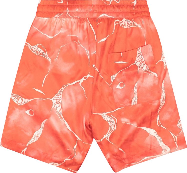 Nahmias Miracle Tie Dye Logo Silk Shorts Red