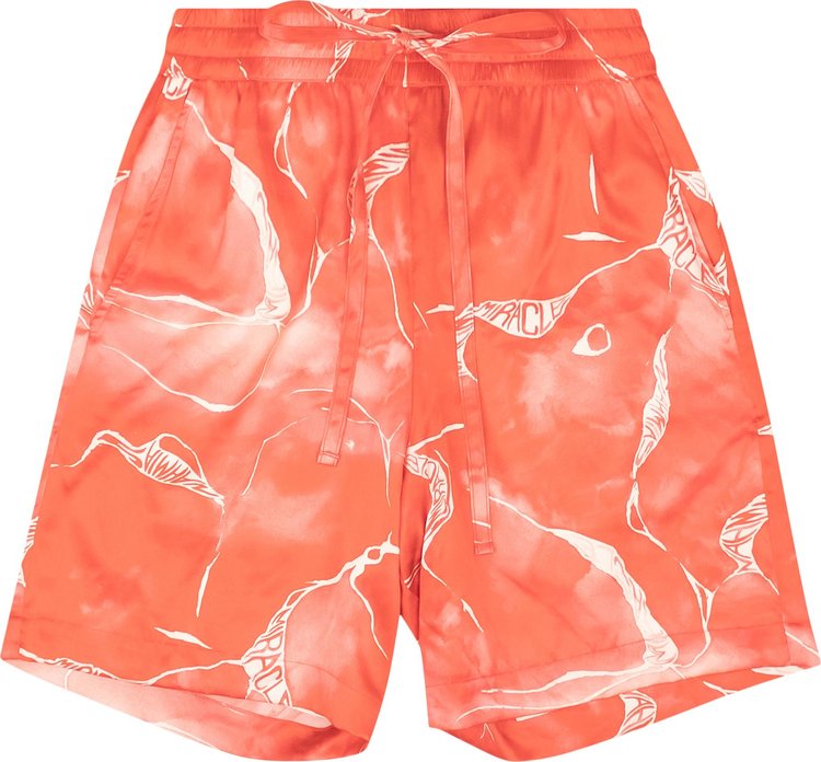 Nahmias Miracle Tie Dye Logo Silk Shorts Red