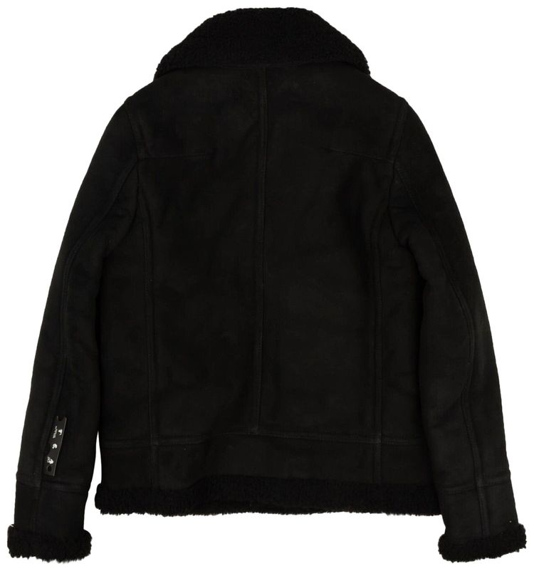 Off White Cropped Shearling Jacket Black