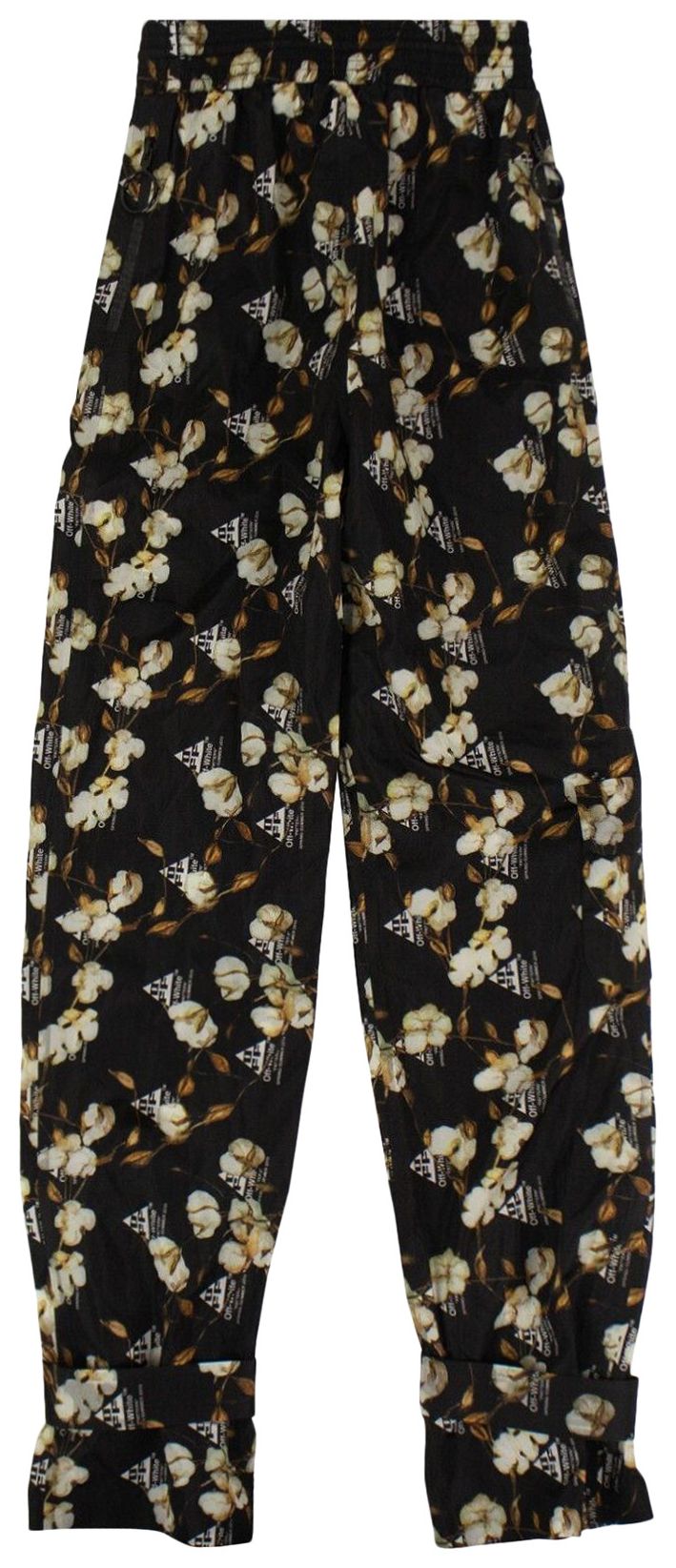 Off White Floral Design Jogger Pants Black