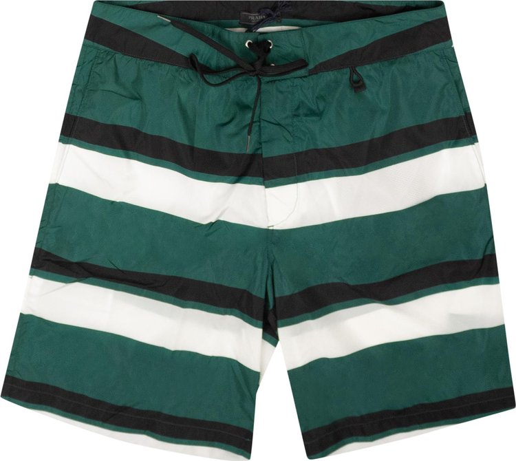 Prada Striped Nylon Swim Shorts 'Green'