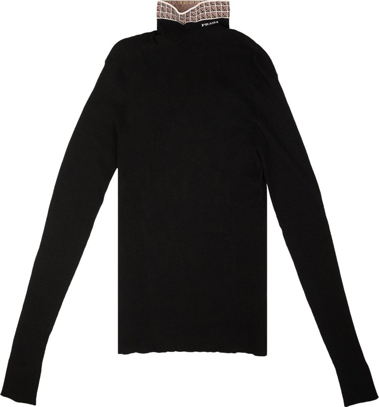Prada Jacquard Collar Turtleneck Sweater 'Black'