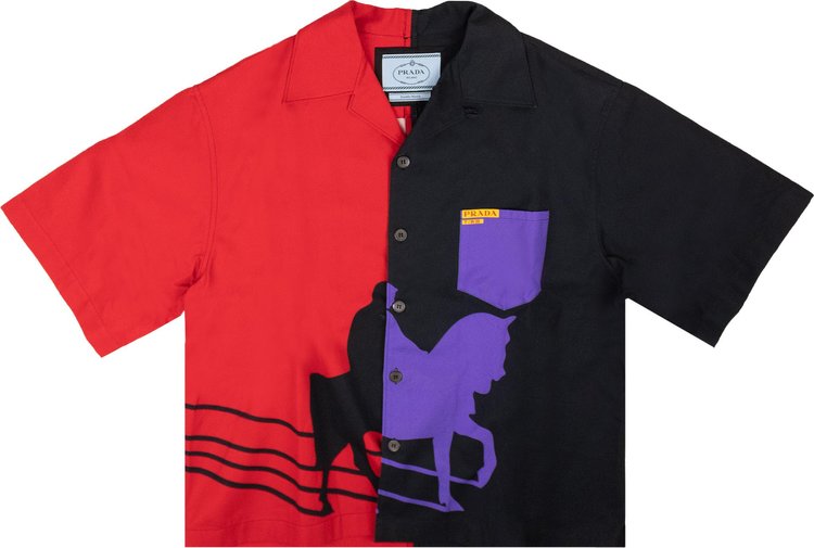 Prada Horse Double Match Shirt BlackRedPurple