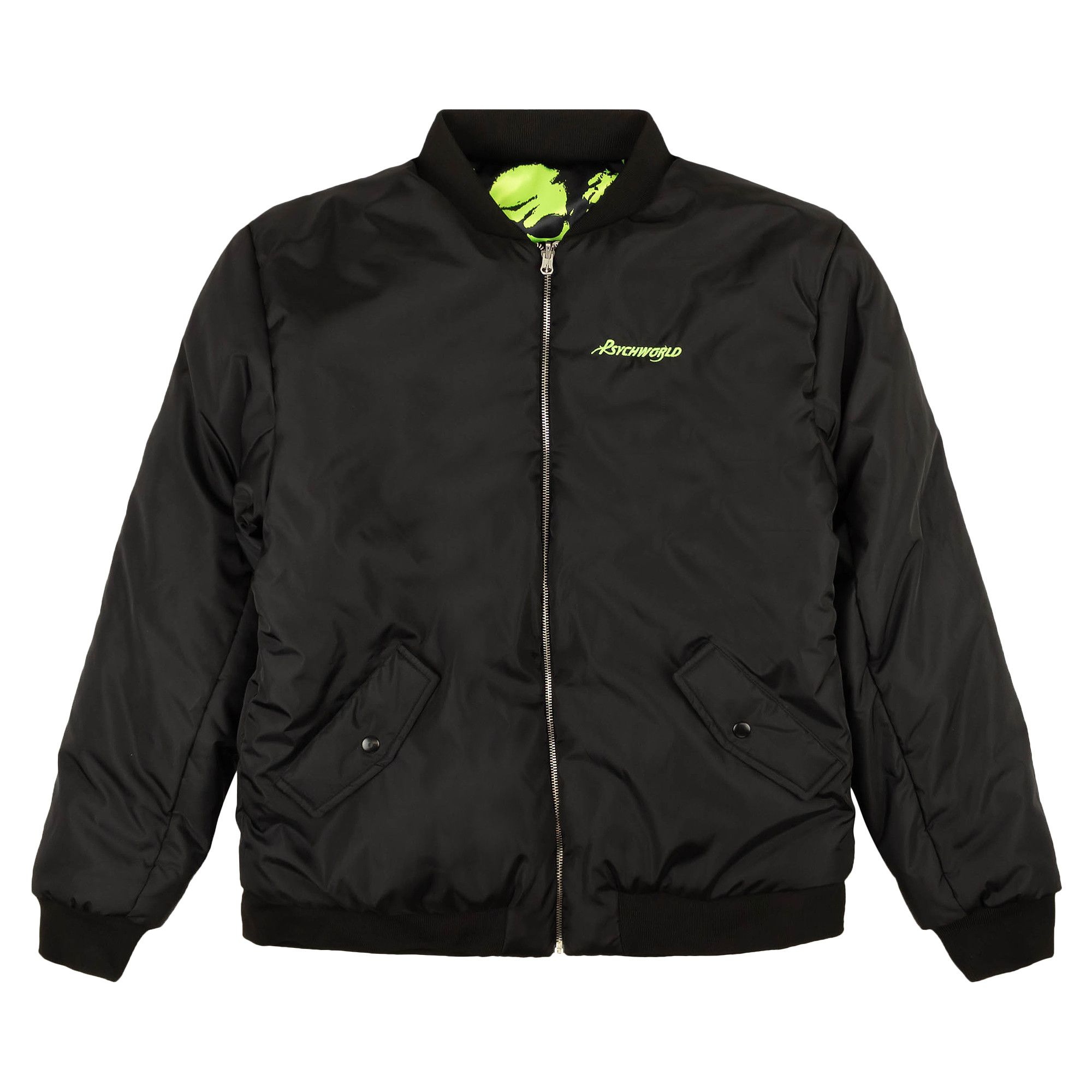 Buy Psychworld Skull Bomber Jacket 'Black/Green' - 1482