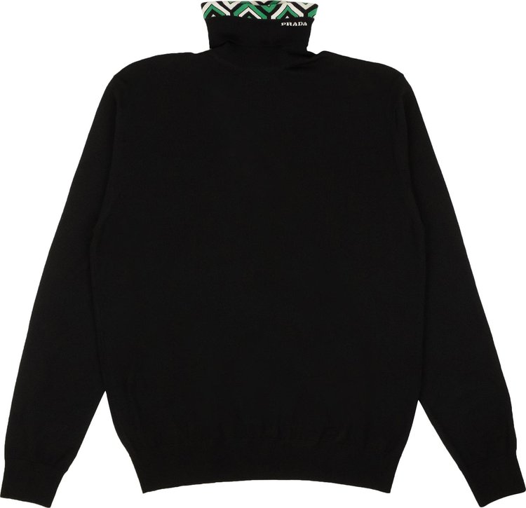 Prada Jacquard Collar Turtlenck Sweater 'Black'