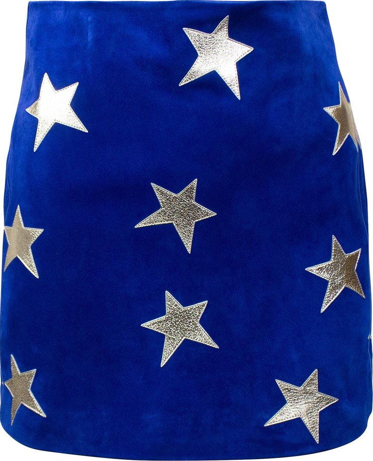 Saint Laurent Star Suede Mini Skirt Blue