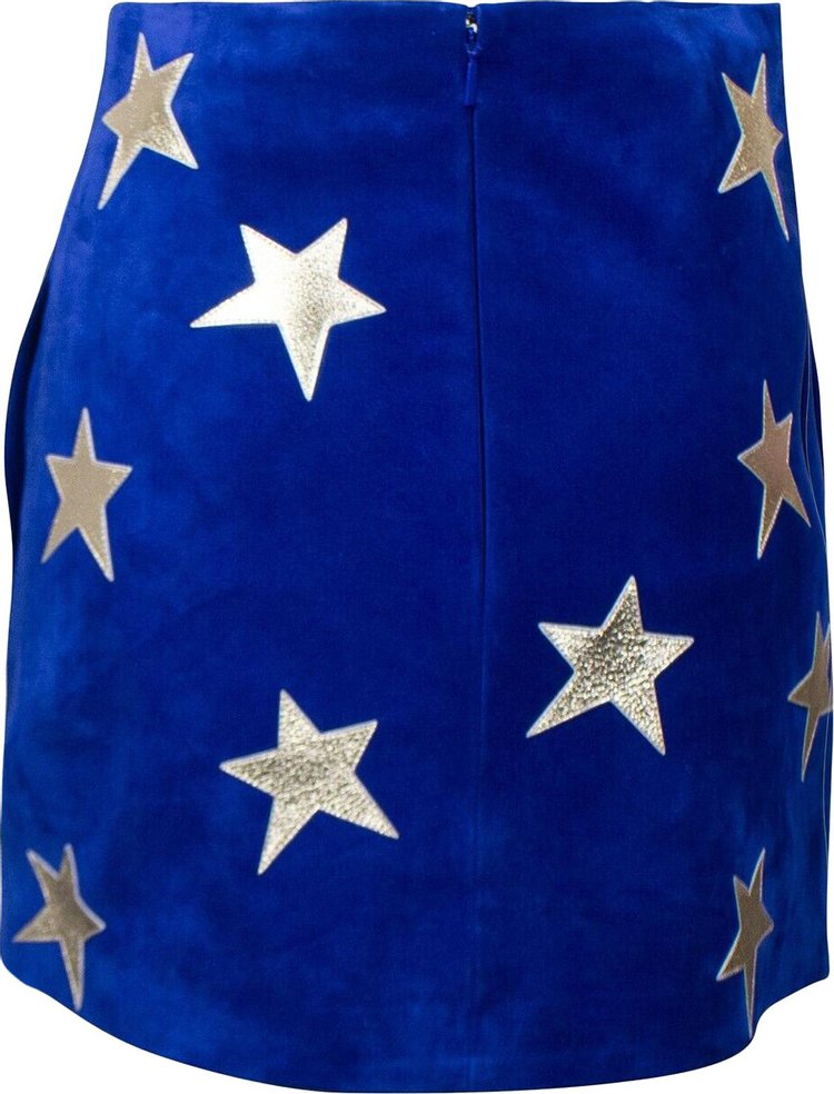 Saint Laurent Star Suede Mini Skirt Blue