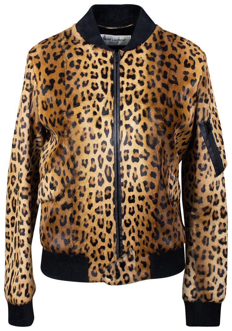 Saint Laurent Leopard Print Bomber Multicolor